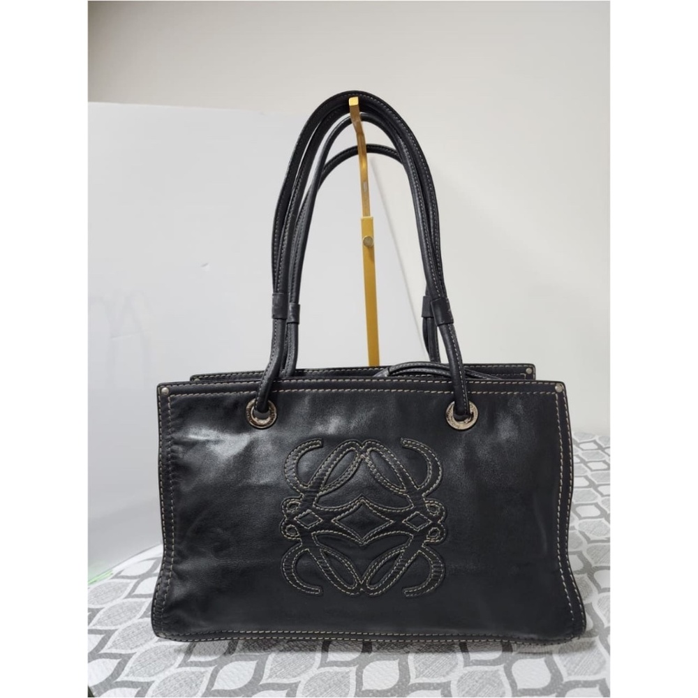Authentic Loewe Anagram Love Logo Shoulder Bag Black